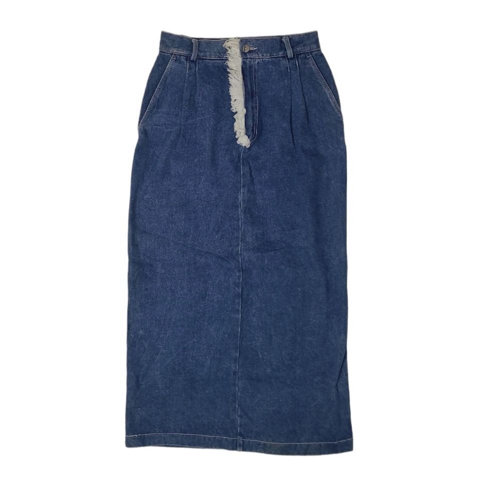 VINTAGE 80s denim jean high waist coastal cowgirl midi maxi skirt M